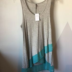 Vanity Grey and Blue Tunic Tank Top -BRAND NEW-